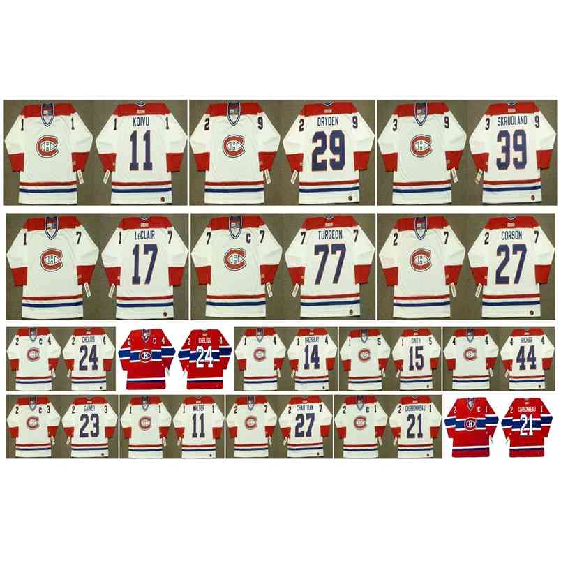 

95 Vintage Montreal Canadiens Jersey 11 SAKU KOIVU 29 Ken Dryden 15 BOBBY SMITH 17 JOHN LeCLAIR 77 IERRE TURGEON 27 SHAYNE CORSON Retro Hockey, Black