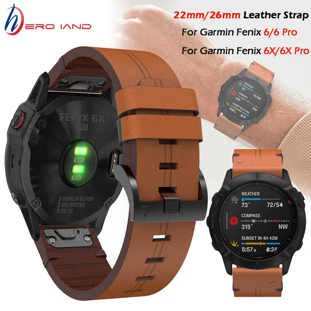 

for Garmin Fenix 5 / 5x Plus 6 / 6x Pro Smart Watch Leather Band Watchband Strap Bracelet 20 22mm 26mm Quick Fit Wristband Strap H0915