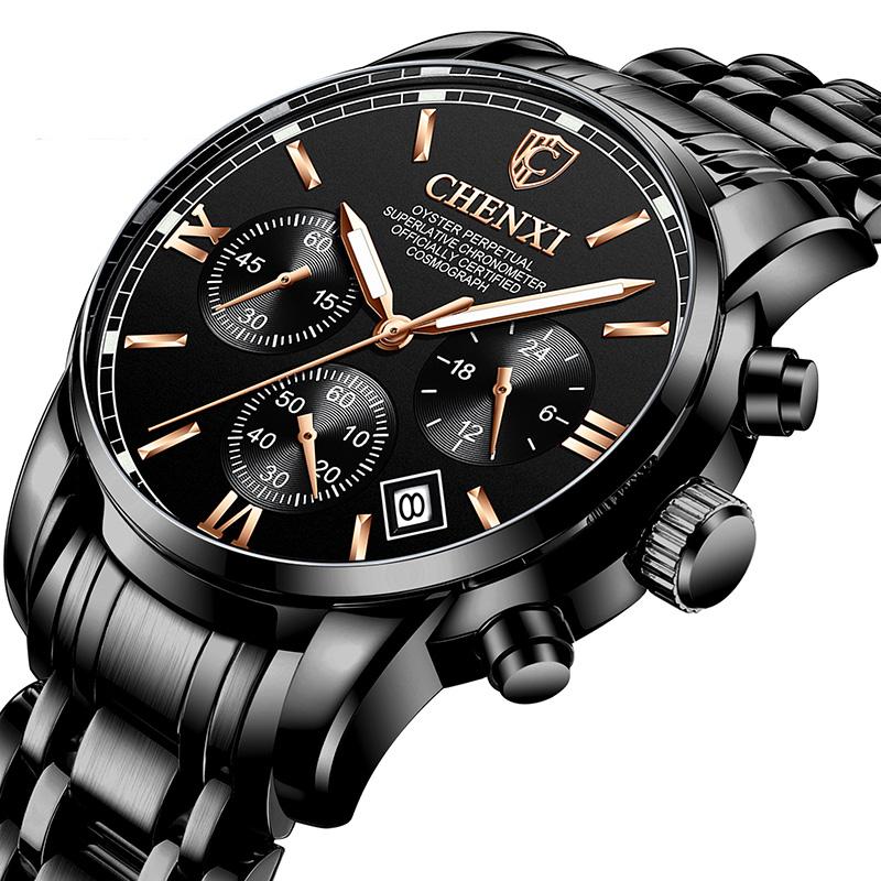 

Mens Watches Top CHENXI Black Stainless Steel Chrono Male Wrist Watch 3Bar Waterproof Business Casual Clock For Men Wristwatche Wristwatches, Slivery;brown