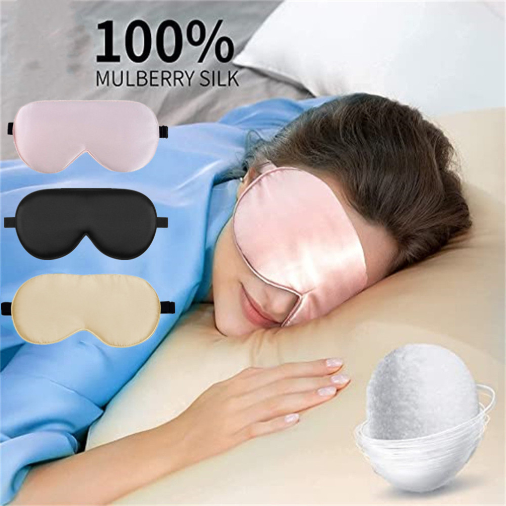 

100% Natural 19 Mulberry Silk Sleep Mask Blindfold with Elastic Strap Soft and Comfortable Night for Men Women Eye Blinder for Travel/Sleeping/Shift Work HK0009