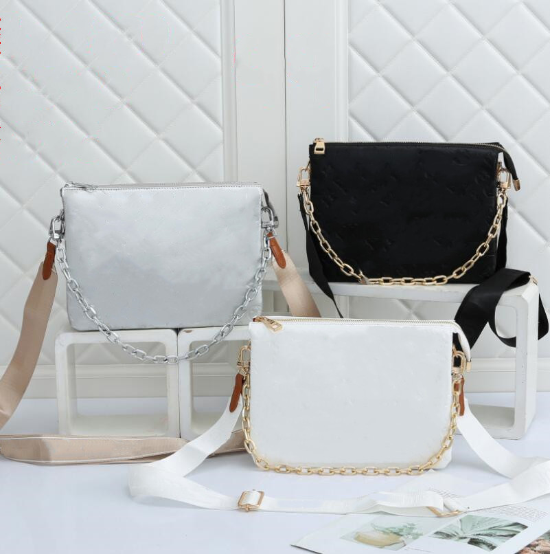 Womens Shoulder Bags Fashion Embossed Letter Flower Chain Crossbody Bag Female Pocket Tote Handbag Purses