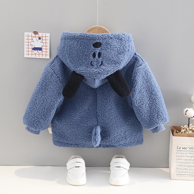 

Jackets Boys Plus Velvet Western Style Children's Lamb Wool Padded Jacket Baby Sweater Winter Clothes Clothing, Blue;gray