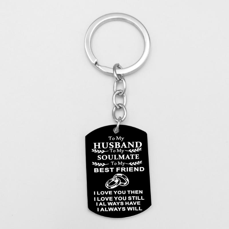 

Keychains Couple Pendant Keychain Jewelry My Soulmate I Love You Dog Tag Keyring For Women Good Gift Boyfriend Girlfriend Husband Wife