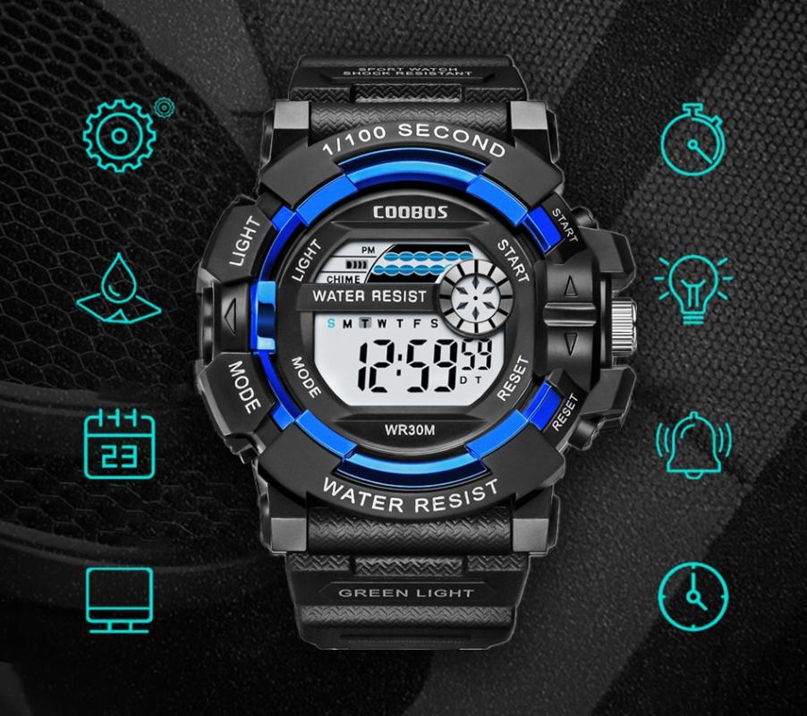 

Wristwatches Men's Watch Sport Kids Watches Led Silicone Strap Waterproof 30M Fashion Digital Wrist Men Women Unisex Clock Montre Femme, Black