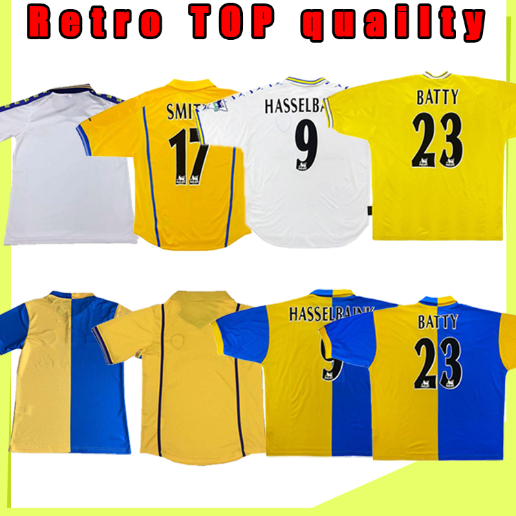 

Leeds Retro Soccer Jersey 2001 2002 VINTAGE YEBOAH FOWLER United home away Alioski SMITH Bamford 1978 1995 1996 1998 1999 Football shirt Kit, Black;yellow