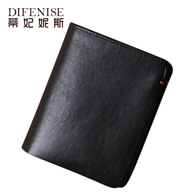

Difenise Card Holders Wallets For Men Genuine Leather Men's Short Wallet With Zipper Pocket Standard S Slot, Black