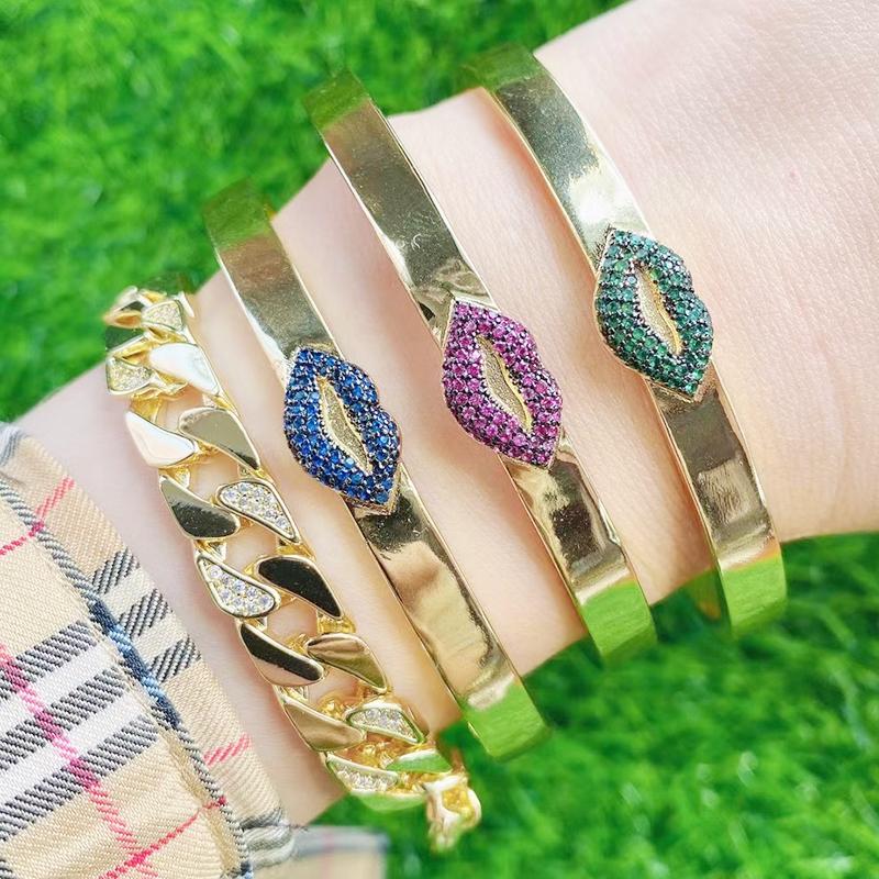 

Pcs Kiss Style Bangle Mix Colors Zircon Gold Color Bracelet Accessories For Women 51635