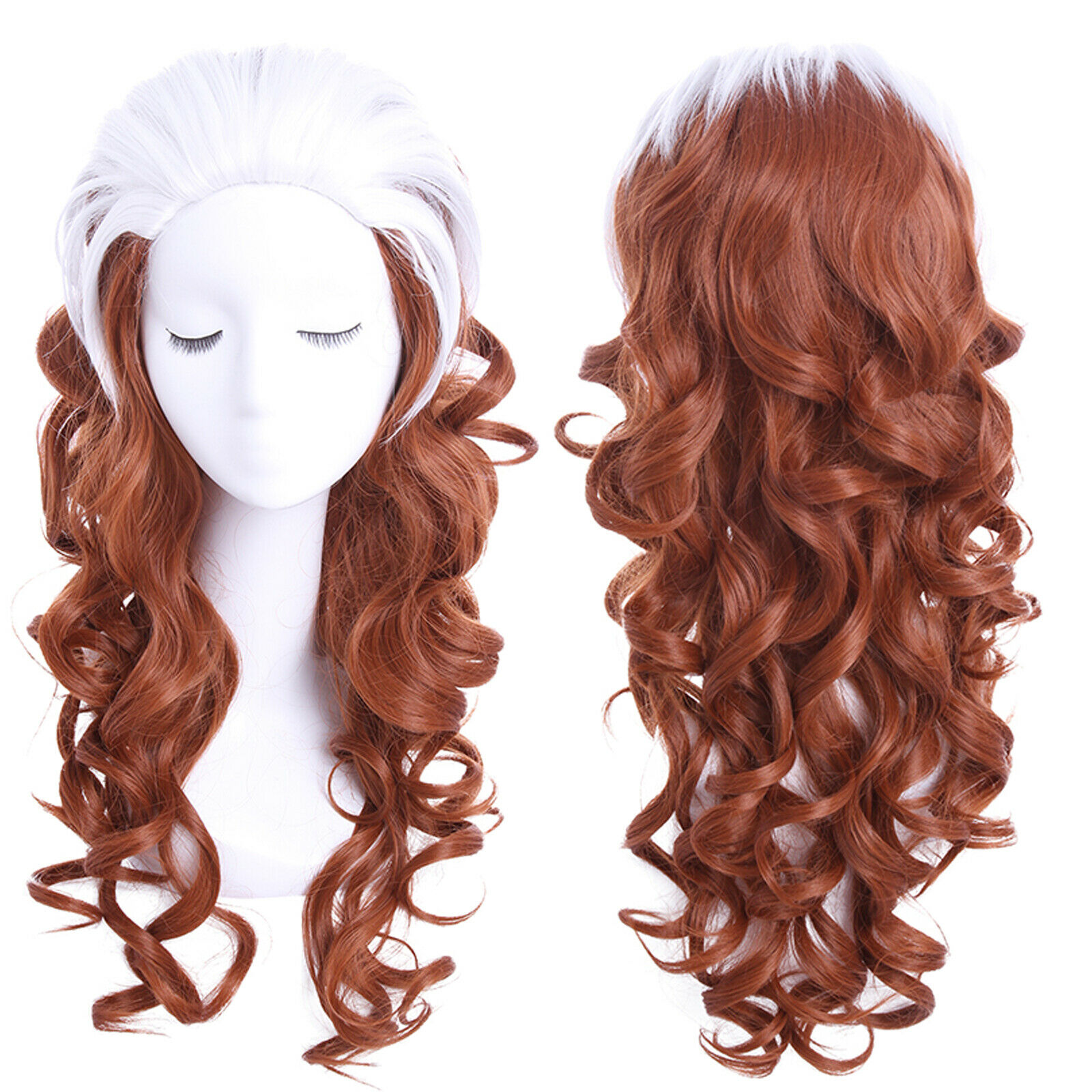 

Rogue Anna Marie Cosplay Wig Long Wavy Brown White Synthetic Wome