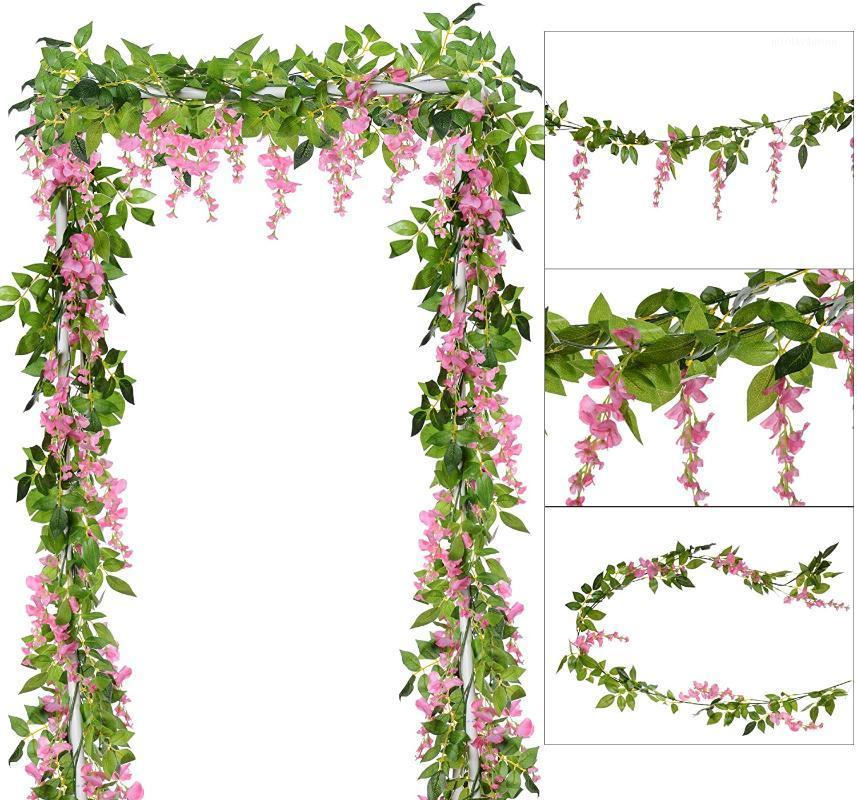 

Decorative Flowers & Wreaths 2M Wisteria Artificial Flower Fake Plants Vine Garland Wedding Arch Home Garden Decoration Rattan Trailing Ivy