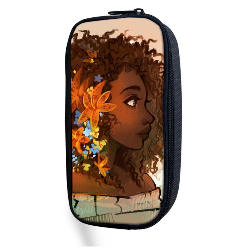 

Lovely Black Girl Pencil Bag African School Pen Bags For Teen Girls Hildren Book Cute Gift Case Cosmetic & Cases