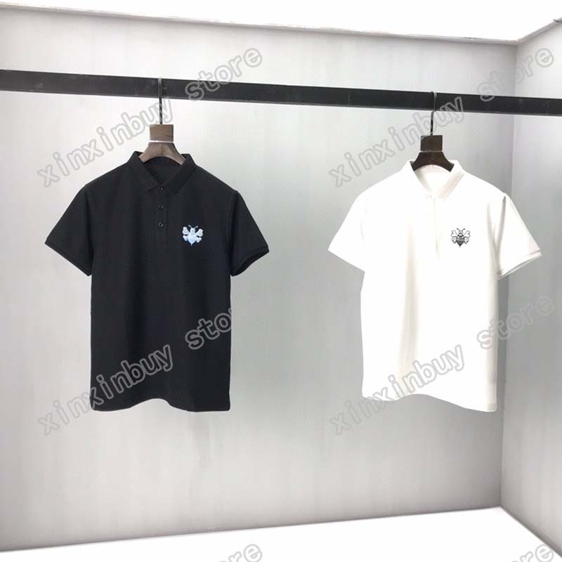 

21ss men printed t shirts polos designer Chest bee embroidery letter paris clothes short sleeve mens shirt tag white black 05