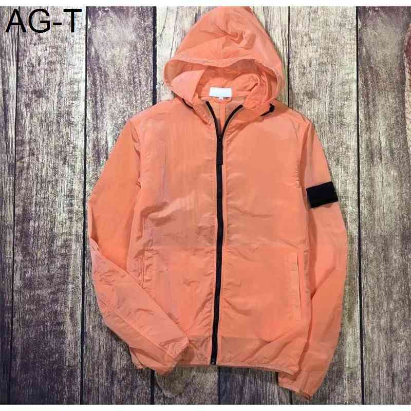 

the Men Air Hooded Jacket Windbreaker Zipper Hoodies Patchwork Jackets Stone Running Sports Hoody Jogger Casual Island Coat E2a016, Black;brown