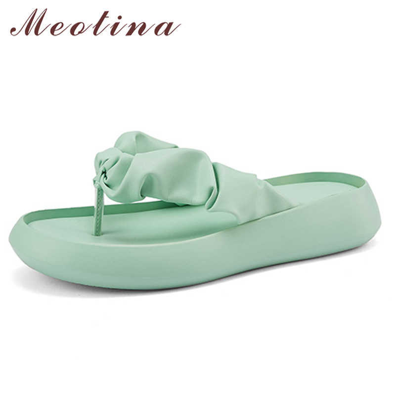 

Meotina Slippers Shoes Women Flat Sandals Flip Flop Slides Square Toe Ladies Footwear Summer Green Yellow 34-40 Shoes 210608