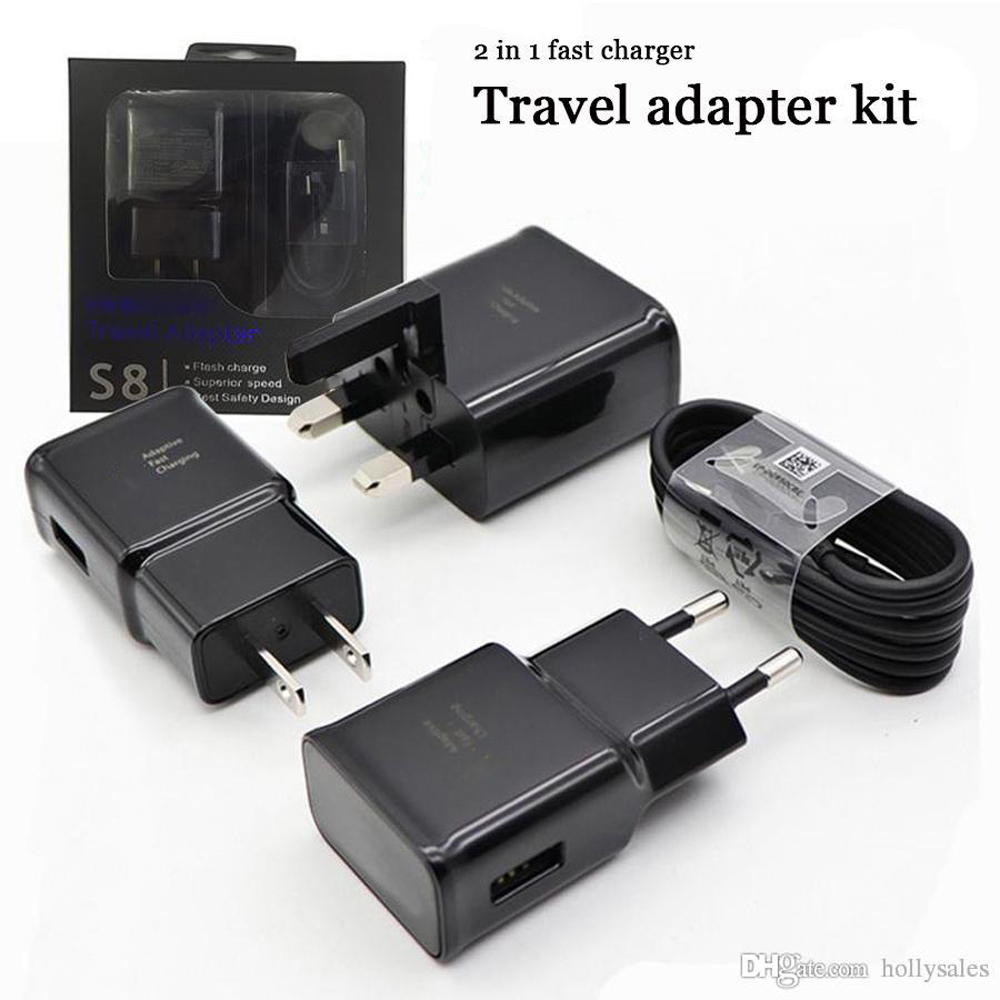 

fast charger set 9v 1.67A 5v2a power adapter 2 in 1 charging sets dock EU UK US PLUG WALL chargers traval adapter with retail package