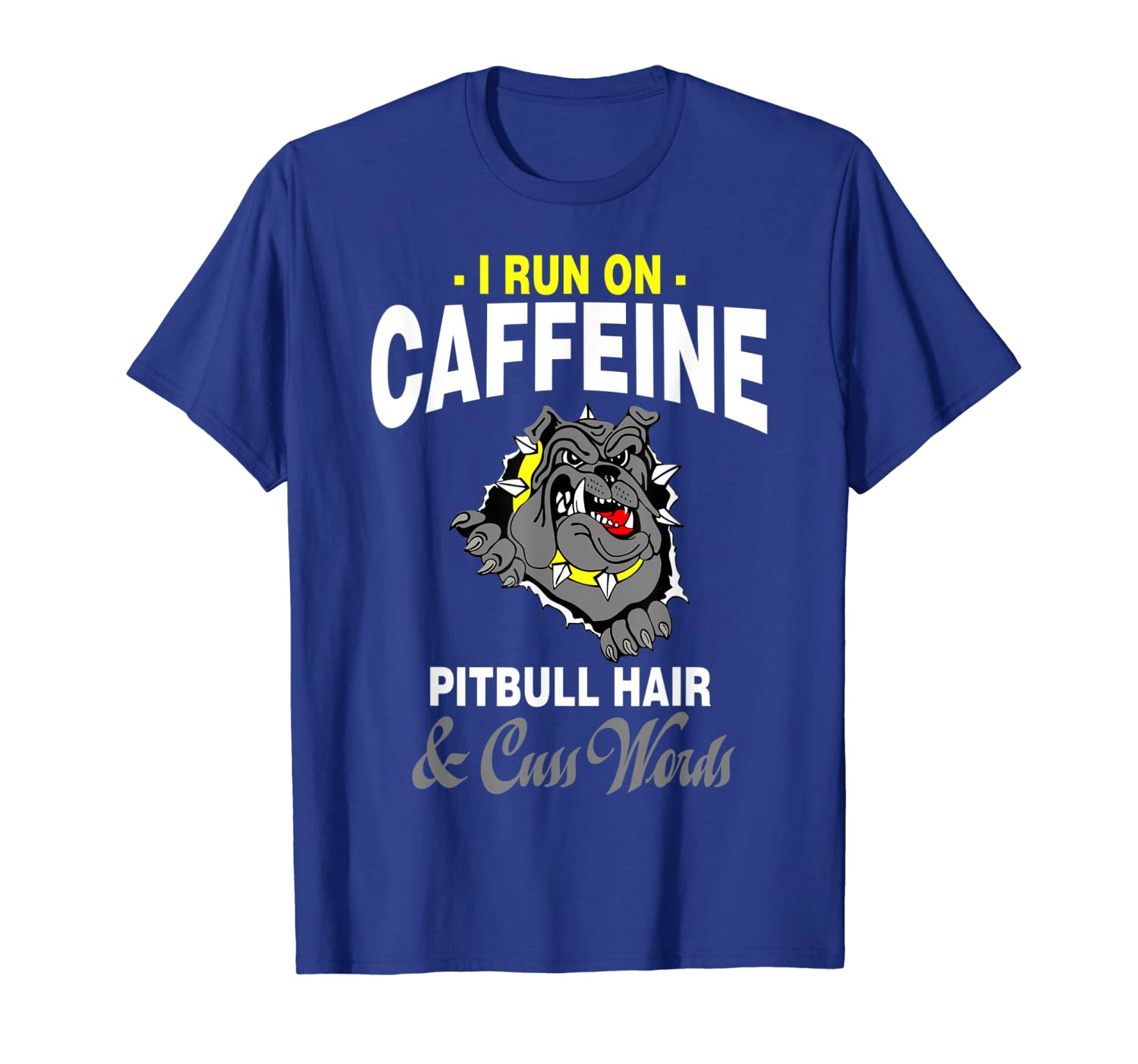 

funny pitbull hair and caffeine tshirt pit bull fan, White;black