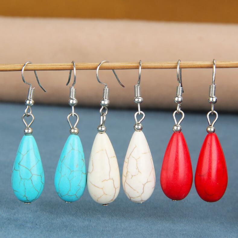 

women's water drop Tibetan silver turquoise Dangle Chandelier earrings GSTQE102 fashion gift national style women DIY earring