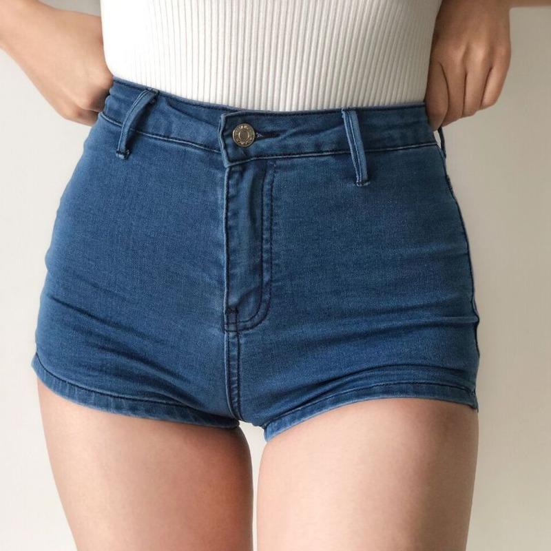 

Women' Shorts Women Summer Sexy Slim Denim Mujer Short Jeans Tight High Elastic Feminino Female Waist Pants Bottom Plus Size, Gray
