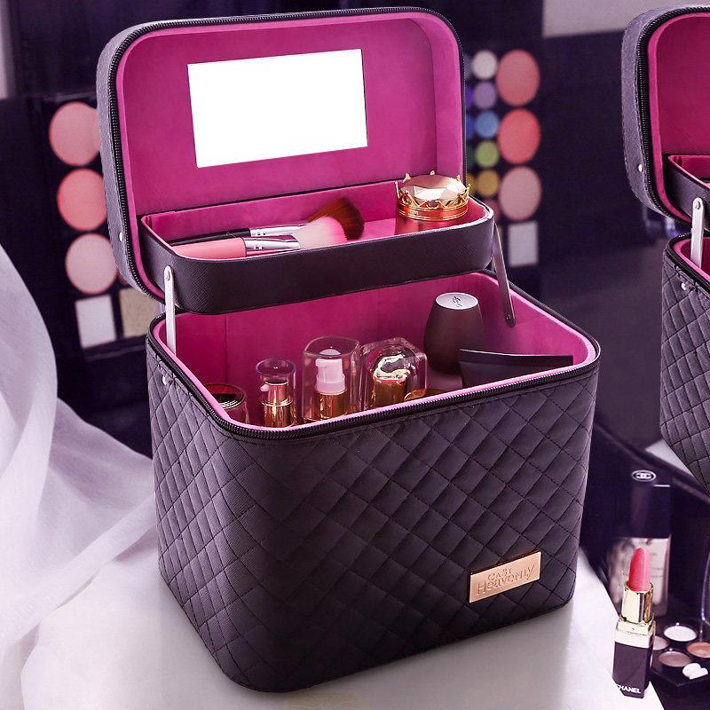 

Large Capacity Korean Makeup Bag Multi-Function Small Number Square Portable Multi-Layer Storage Box Simple Cosmetic Bags & Cases
