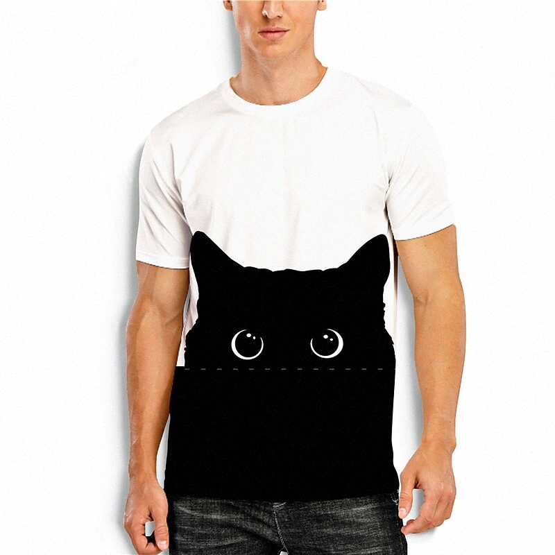 T-shirt Homme 3D Imprimer Graphique 3D Animal Cou rond Casual Imprimé quotidien Tops à manches courtes Simple Classic Noir / Blanc / Été 21fm #