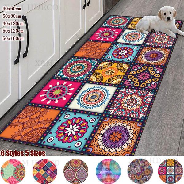 

Bohemian Kitchen Floor Mat Persian Pattern Non-slip Hallway Bedroom Entrance Doormat Balcony Long Rugs Home Small Carpets