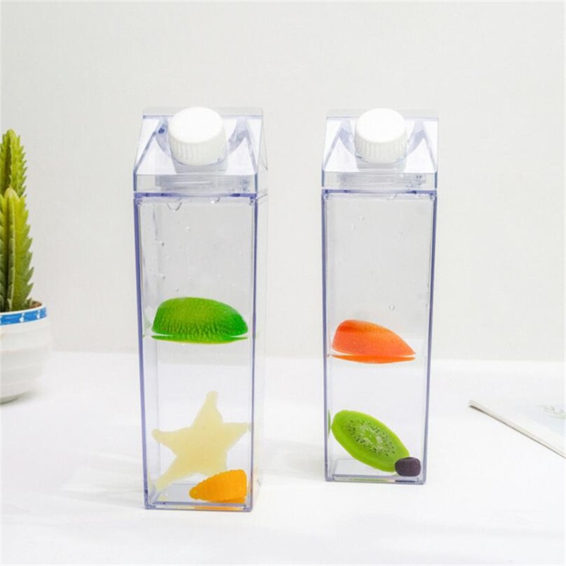 

1PCS Water Bottles Milk Box Fun transparent fashion drink kettles Perfect Gift Beverage Carton Kettle for Juice Coffee Tea 2082 V2