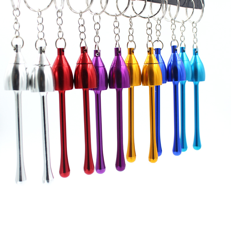 

Mini smoking pipe glass water Aluminum Keychain mushroom Tobacco pipes metal filter smoke accessories keychains key chain