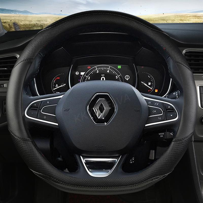 

Steering Wheel Covers For Scenic 1 2 3 4 Grand Megane Car Cover Microfiber Leather + Carbon Fiber Auto Accessories