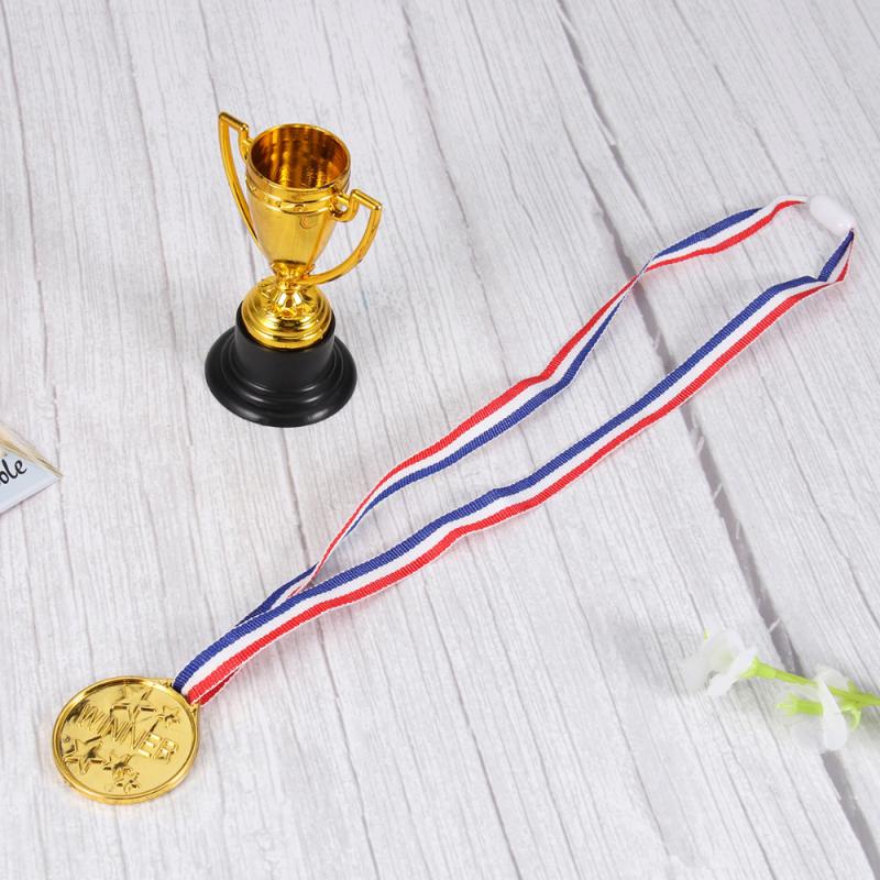 

Party Favor 24Pcs Children's Toys Mini Gold Cups And Medals For Supplies Early Learning Prizes(12*Trophie