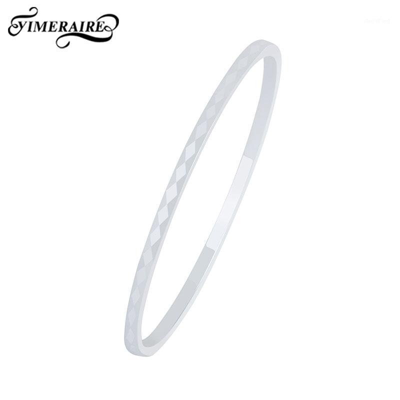 

Elegant White Ceramic Cut Surface Bracelet For Women Charm Wedding Gift Simple Design Never Fade Healthy Jewelry Bangle