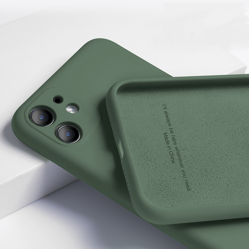 

Matt liquid silicon soft sheath for iPhone Phone cases, 11 pro, XS, Max, XR, 8, 7, 6, 6S plus, shockproof soft sheath, dark green, 12
