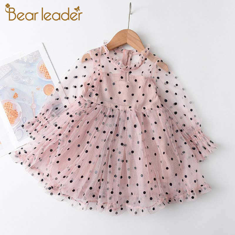 

Bear Leader Girls Princesss Dress Summer Kids Girl Party Costumes Polka Dot Dresses Mesh Vestidos Children Casual Clothing 210708, Ah555 pink