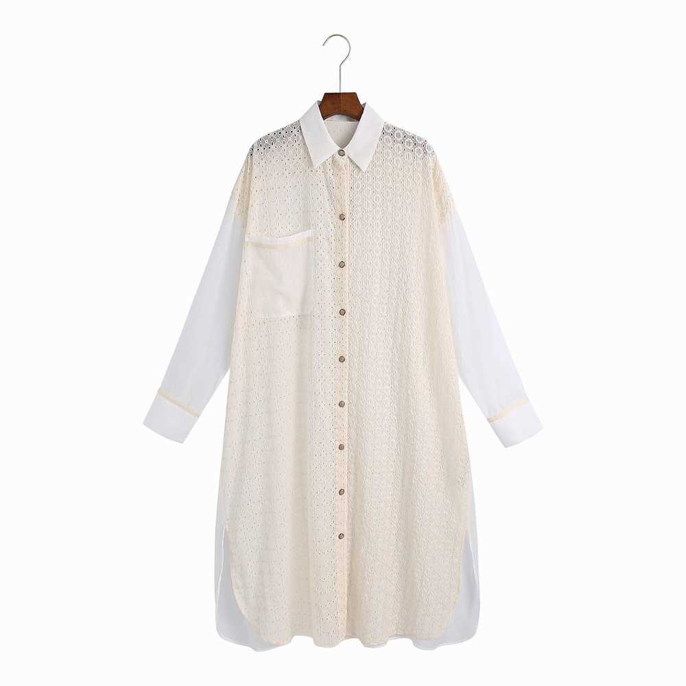 

Oversized Women Shirt Dress Summer Arrival Embroidery Hollow Out Plus Size Sundress Feminino Vestido 210602, Ivory