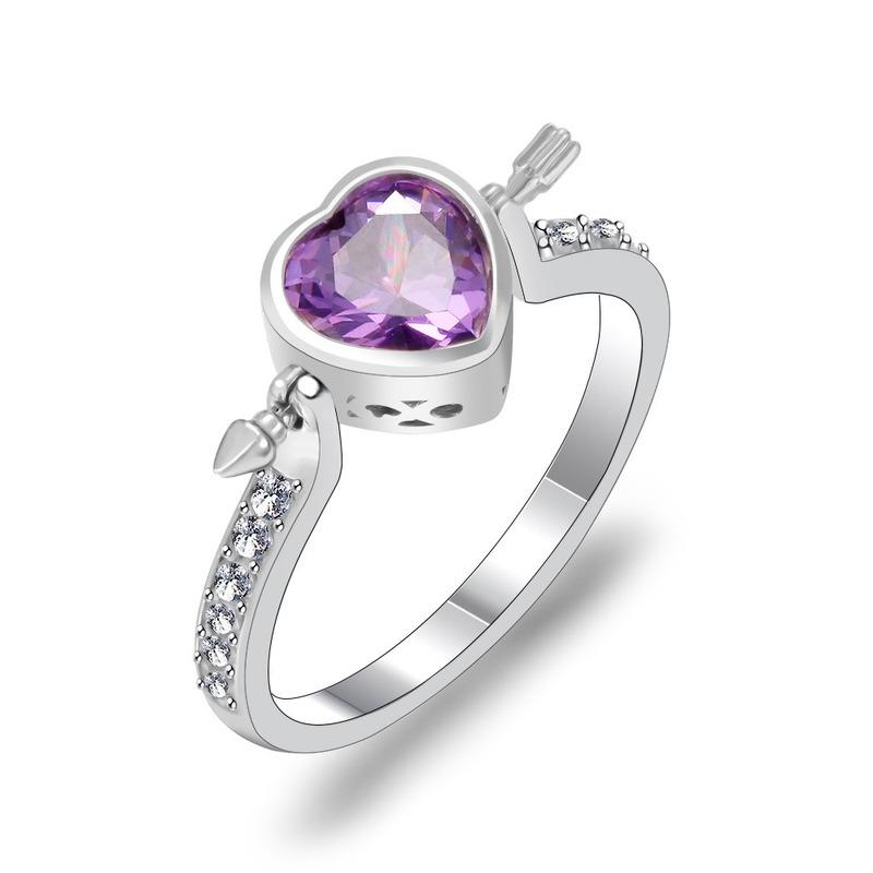 Wedding Rings Fashion Creative Purple Love Heart-shaped Inlaid Zircon Ring Ladies Selling Jewelry Gifts-image-711464729