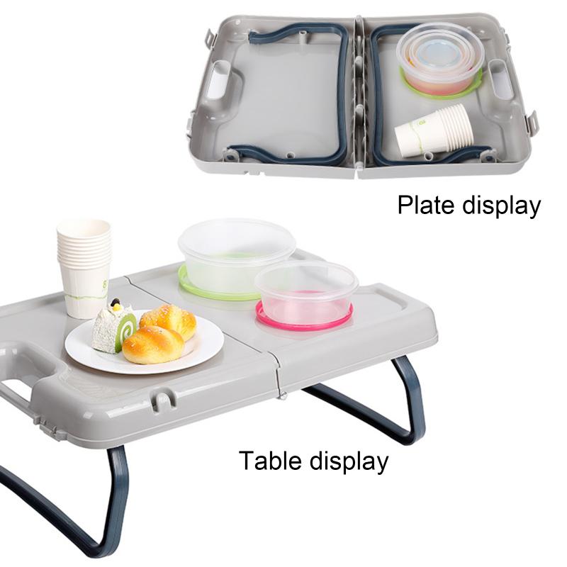 

Multi-Purpose Picnic Table Folding Storage Desk Portable Home Tables For Travel Bedsides Camp Furniture