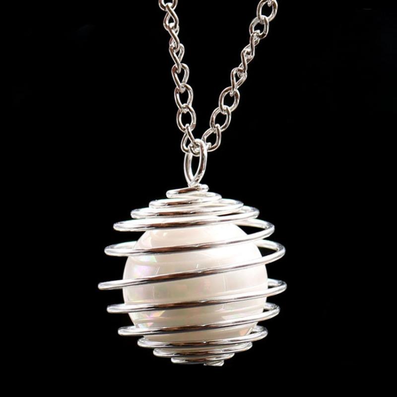 

Pendant Necklaces XSM Cage Long Sweater Chain Spiral Spring Hollow Ball Locket Oyster Simulated-pearl Jewelry Making