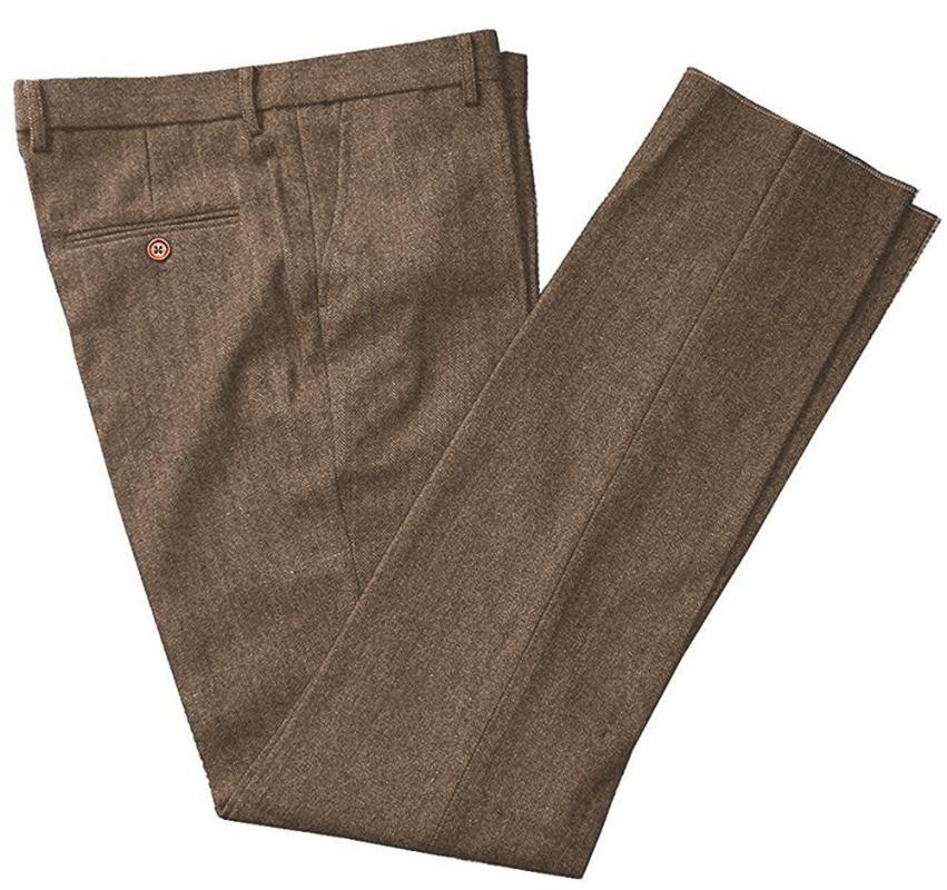 

Men's Business Formal Leisure Brown Suit Pants Slim Fit Trousers For Wedding Party With Hidden Expandable Waist, Black