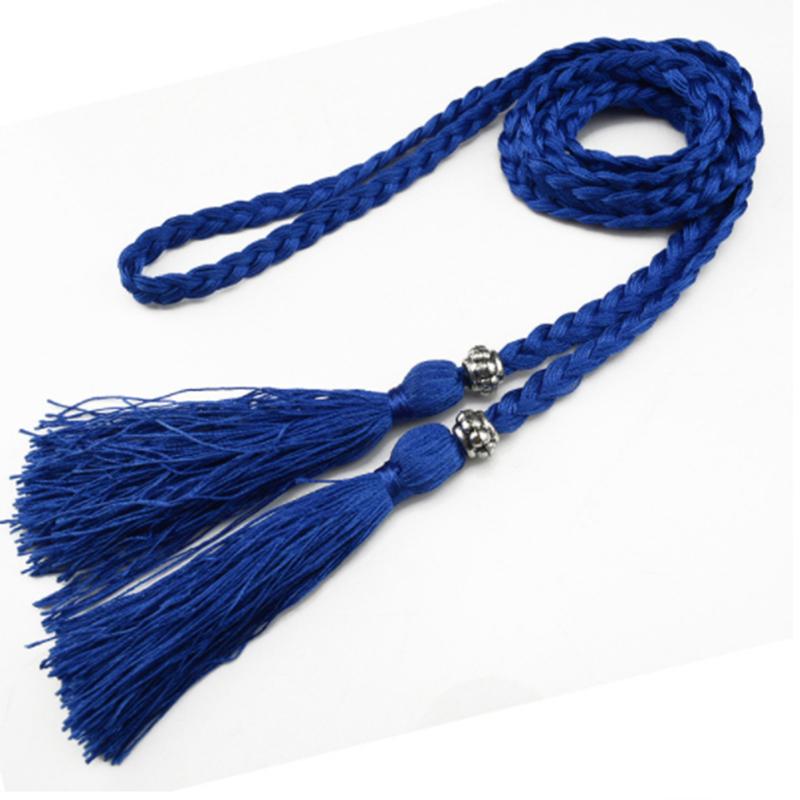

Bohemia Style Braided Tassel Belt Fashion Ladies Woven Knot Decorative Waist Chain Women Rope Accessories Belts, Black;brown