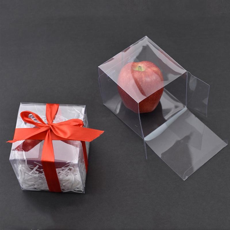 

Gift Wrap 50pcs Clear PVC Box Packing Wedding/Christmas Favor Cake Chocolate Candy Apple Event Transparent Box/Case
