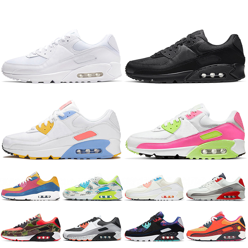 

Fashion Air Max 90 Women Mens Running Shoes AirMax 90s Triple White Black Pink Volt Solar Flare Supernova Camo Moss Green Bacon Grey Trainers Sneakers, C40 40-45 essential