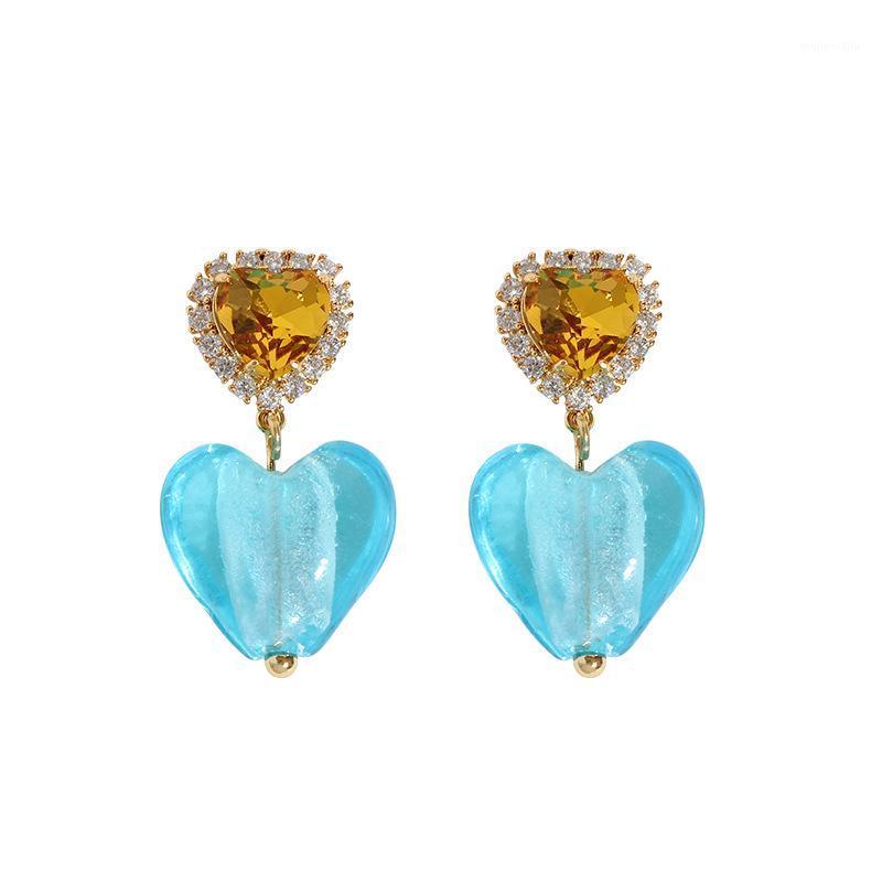 

Dangle & Chandelier French Niche Retro Color Love Earrings Female Synthetic Gem Cross-border Baroque Resin
