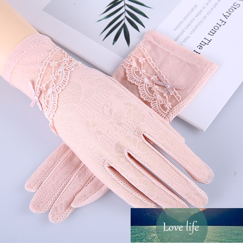 

Women's Summer Bow-knot Outdoor Touch Screenc Finger Gloves Ice Silk Lace Sunscreen Non-slip Driving Gloves