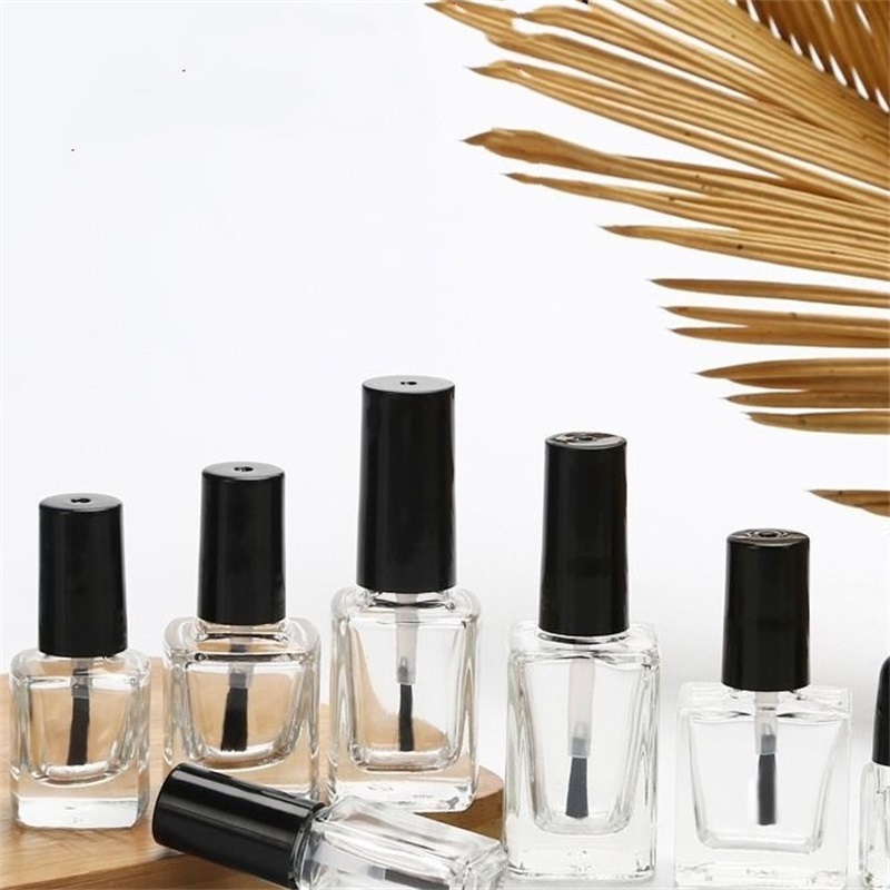 

10ml 15ml Transparent Glass Nail Polish Bottle Empty With A Lid Brush Empty Cosmetic Containers Nail Glass Bottles with Brush 369 R2