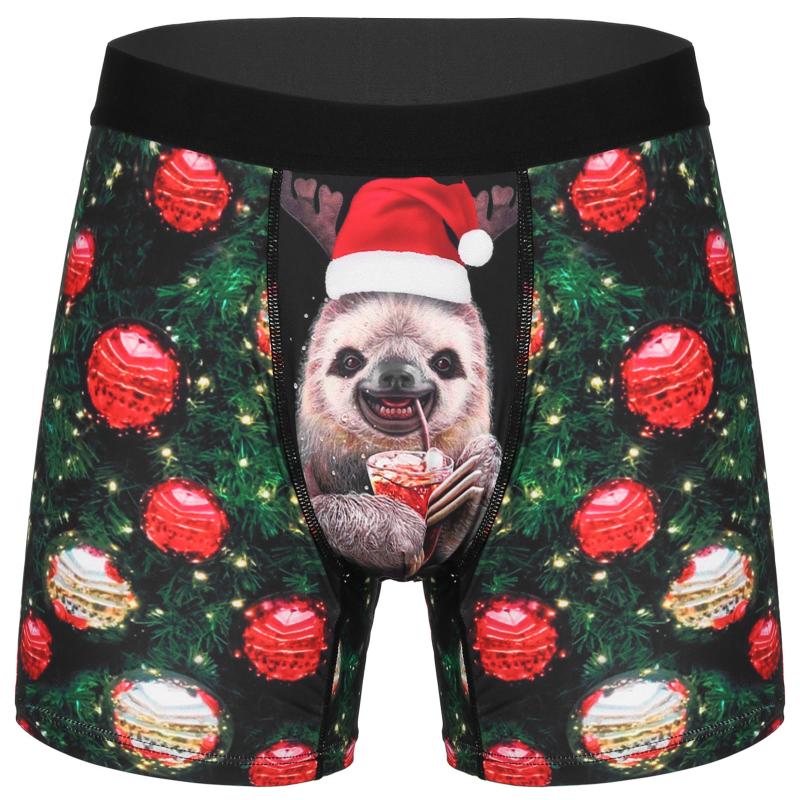 

Underpants Mens Boxer Shorts Christmas Funny 3D Animal Pattern Underwear Retro Breathable Homme For Men, Black;white