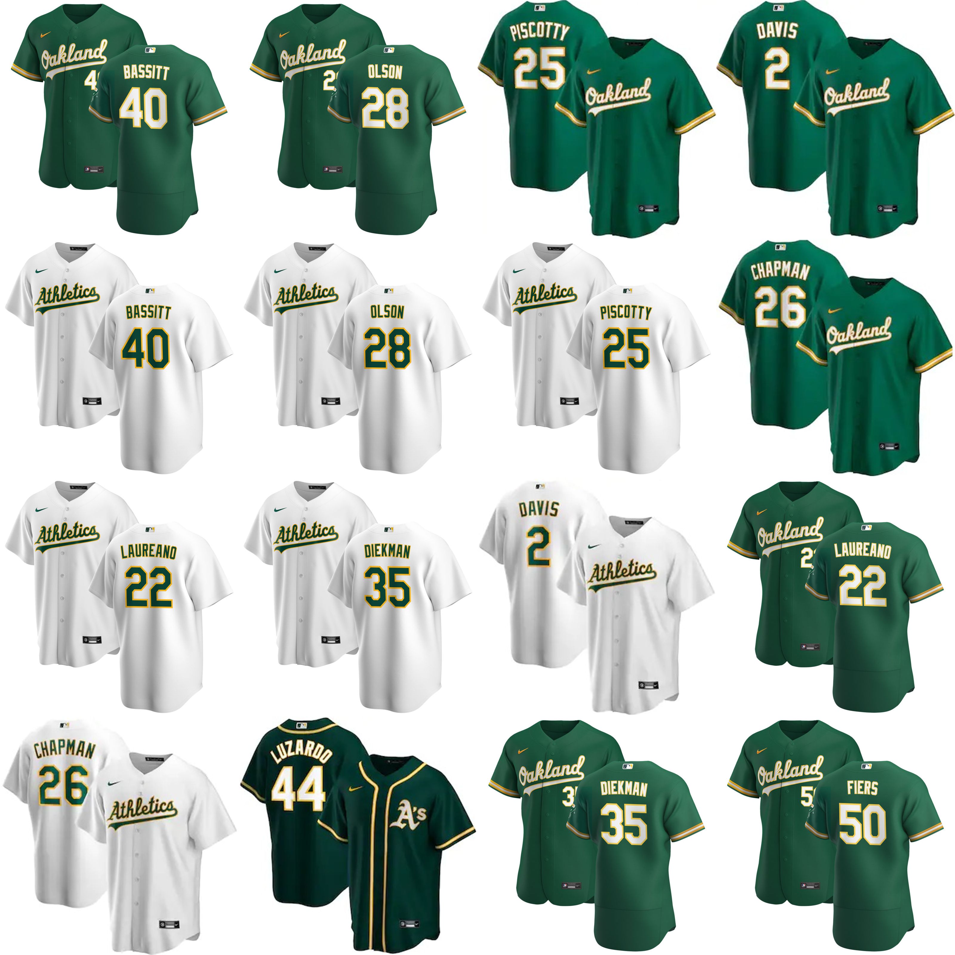 

Oakland Athletics Baseball Jerseys Nike MLB Matt Olson Jersey Chapman Reggie Jackson Stephen Piscotty Ramon Laureano Mike Fiers Khris Davis Chris Bassitt Stitched, As photo