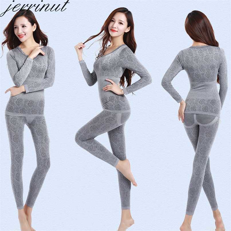 

Jerrinut Thermal Underwear Women Long Johns Women For Winter Warm Long Johns Cotton Sexy Thermal Underwear Set For Women 211110, Light purple