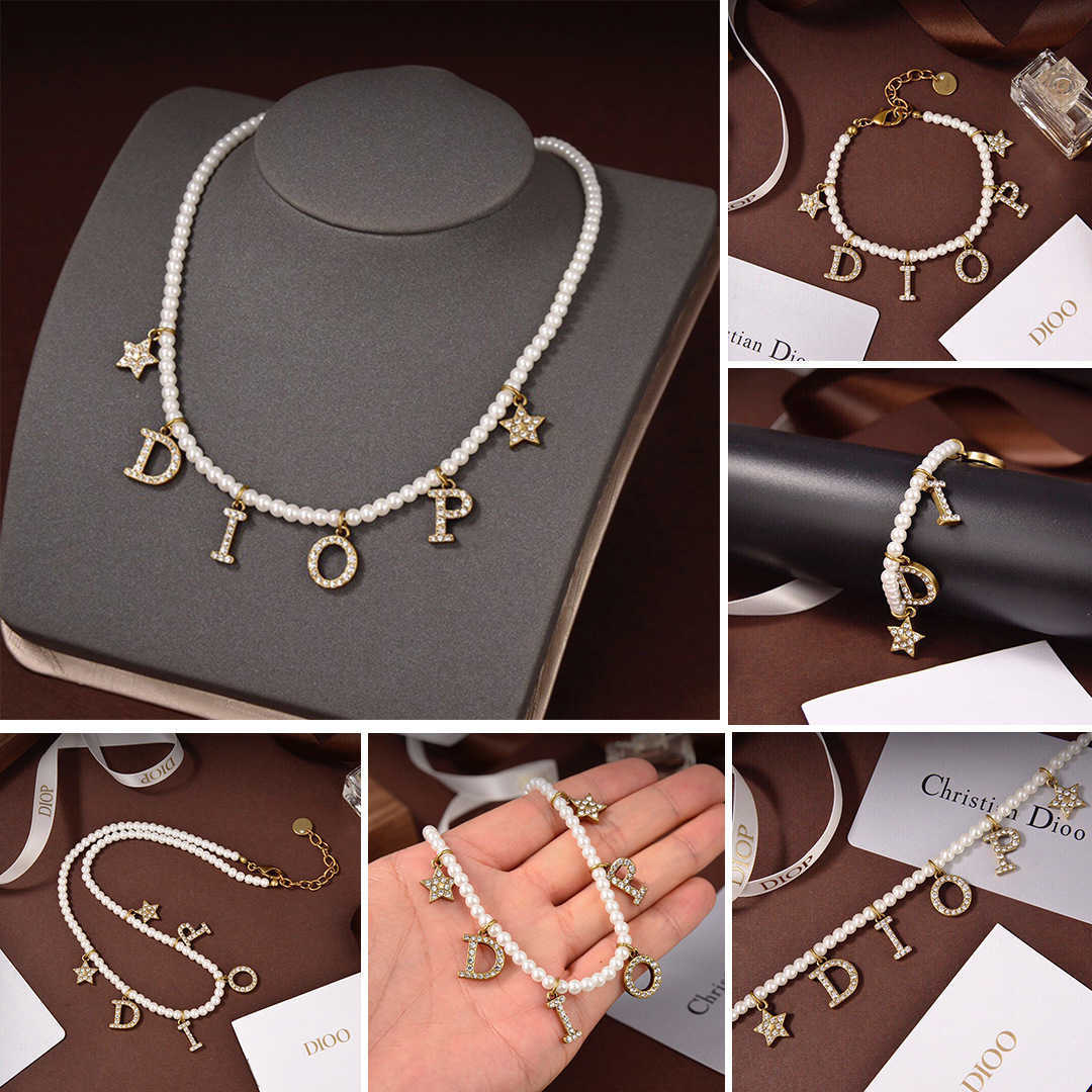 

New d family letter pearl necklace in 2021