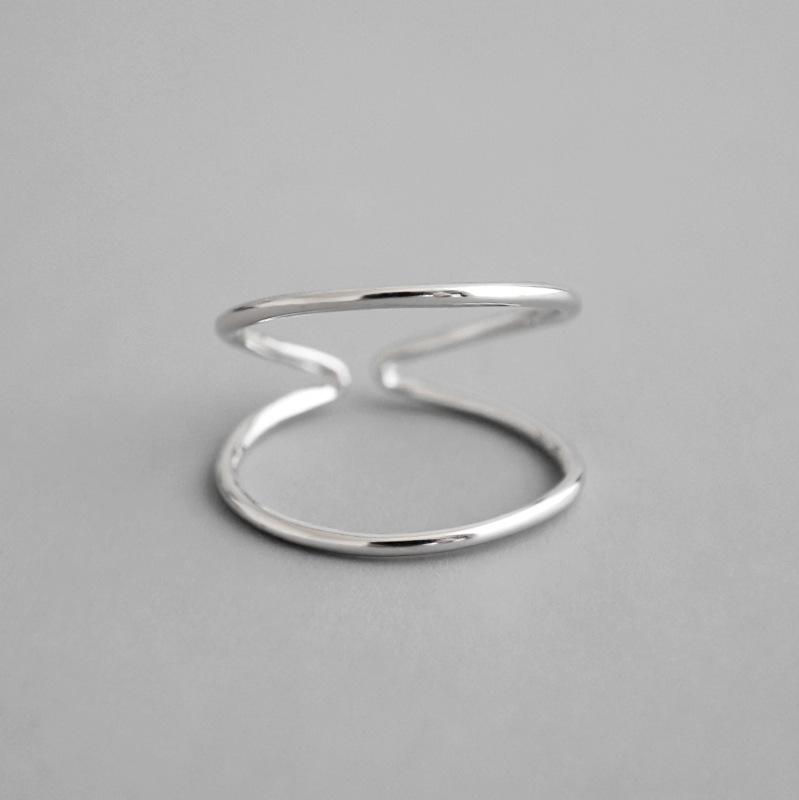 

Cluster Rings Minimalism Lines Double Layer 925 Silver For Women, Fashion Sterling Ring Wedding Anelli Jewellery Anillos