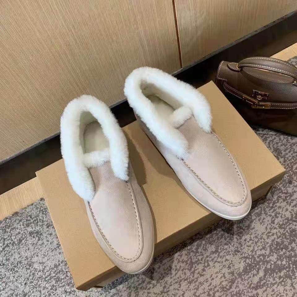 

Sales Factory Luxury Designer Velvety Leather boots Mens Loro Dress Shoes Fashion British Style Winter Warm Man Women Lazy Brand Lo UNZ2, Color 5