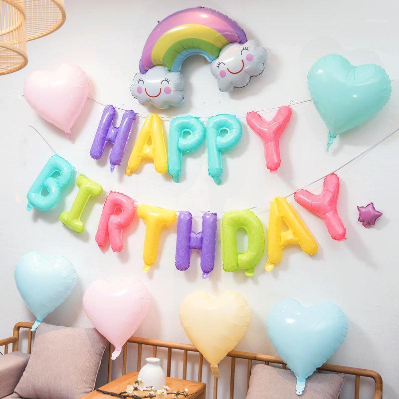 

Party Decoration Macaron Foil Balloons 16inch Happy Birthday Letter Balloon 18inch Rainbow Helium Baby Decor