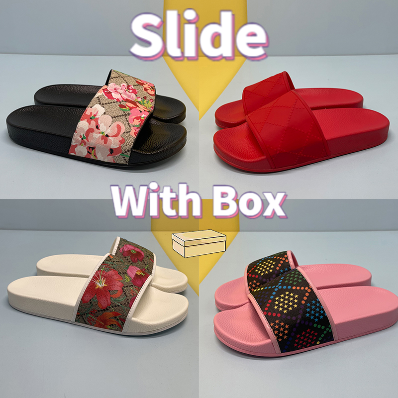 

With Box Slippers Men Women Stripe Slide Matelasse Red White Leather Rubber Black Interlocking G Bloom Pursuit Pool Slides Mens Shoes, Bubble wrap packaging